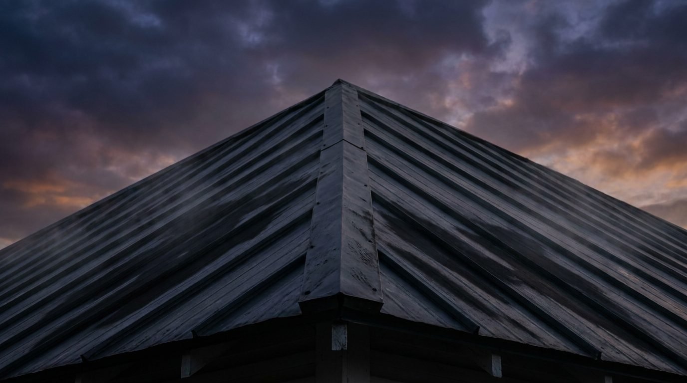 Metal roof at dusk